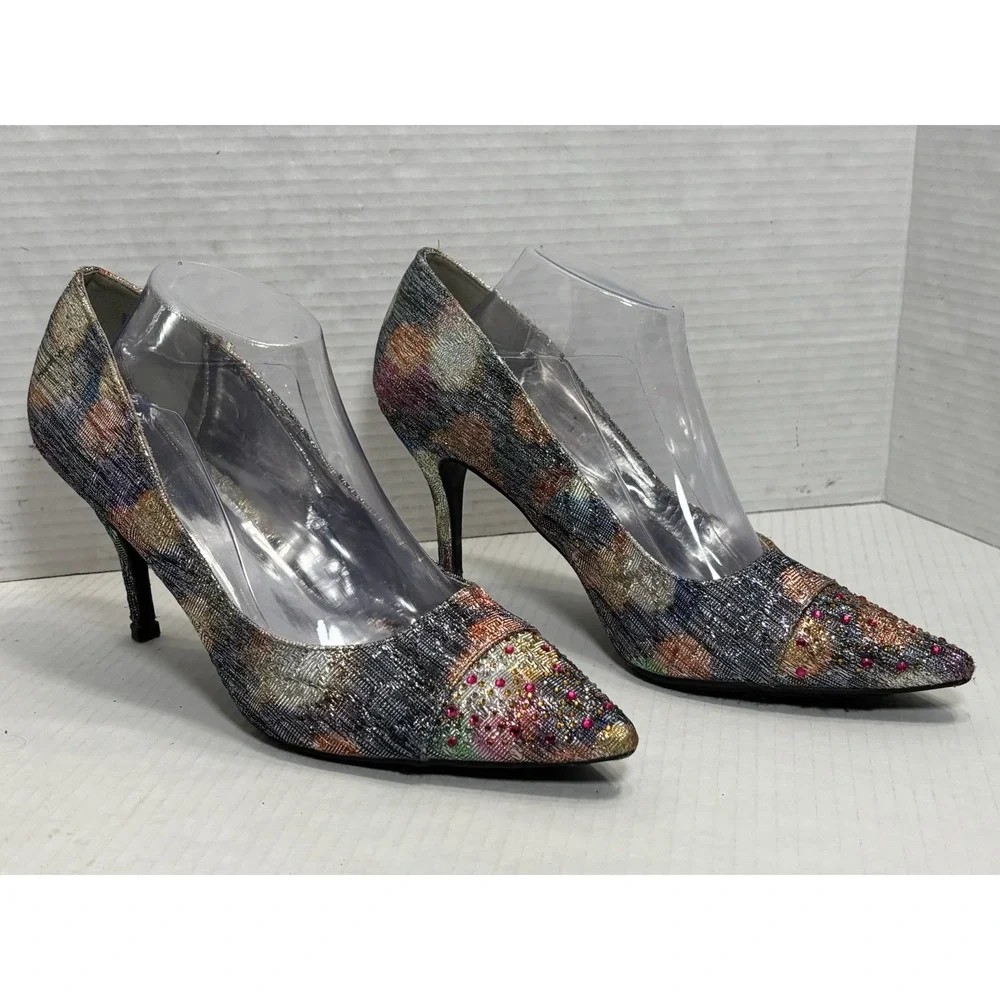 Torta‎ Caliente Tonya 80139 Rhinestone Pointed Toe Stiletto Heels Size 11M Art